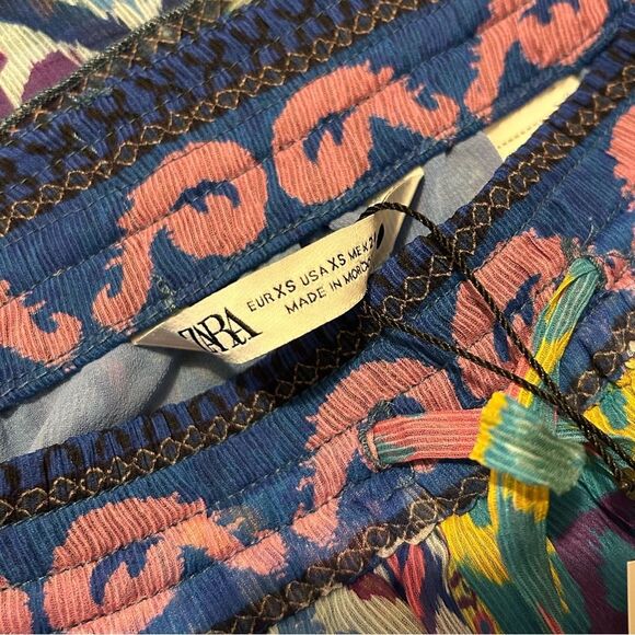 ZARA NWT Boho Mixed Prints Asymmetrical Hem Mini Skirt XS - Picture 14 of 16